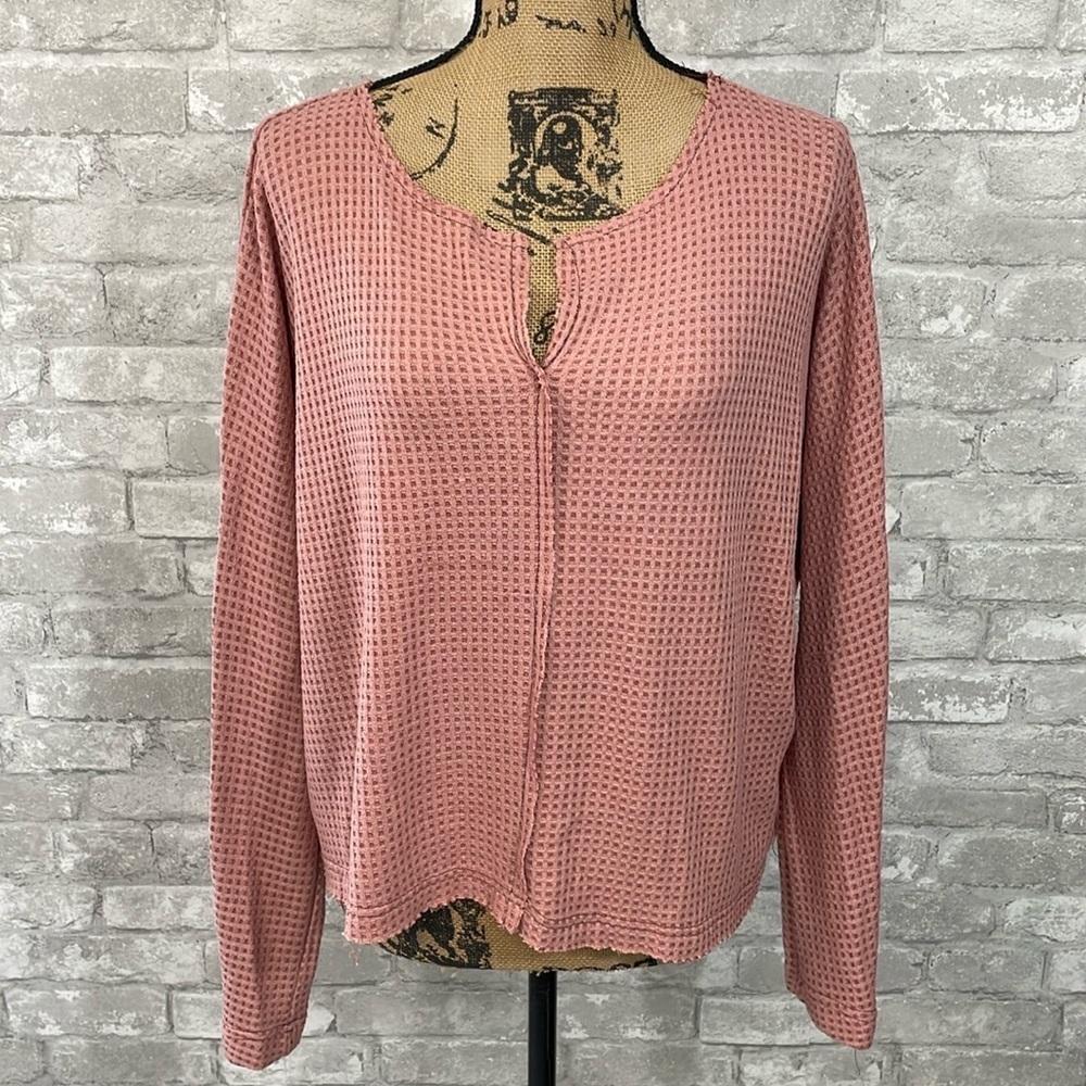 BLU PEPPER Cozy Life Waffle Knit Top